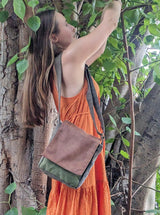 Green brown student mini bag