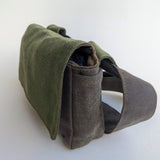 Brown green pouch bag