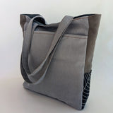 Gray and striped pattern Tote Bag