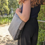 Gray and striped pattern Tote Bag