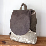 Large gray jute backpack with a pattern/ part