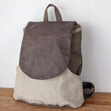 Large gray jute backpack with a pattern/ part