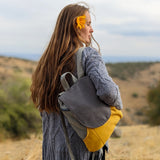 Small gray yellow backpack