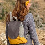 Small gray yellow backpack