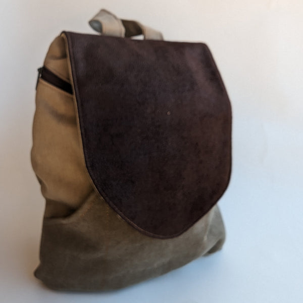 Small khaki brown backpack 