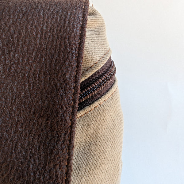 Small khaki brown backpack 