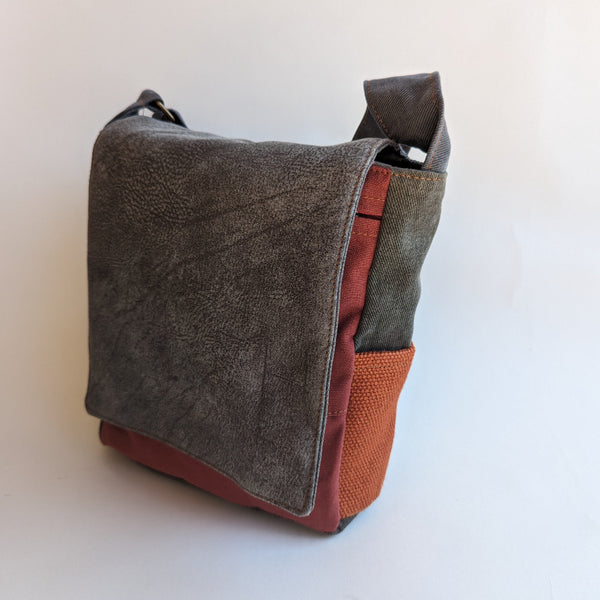 Orange gray mini student bag 